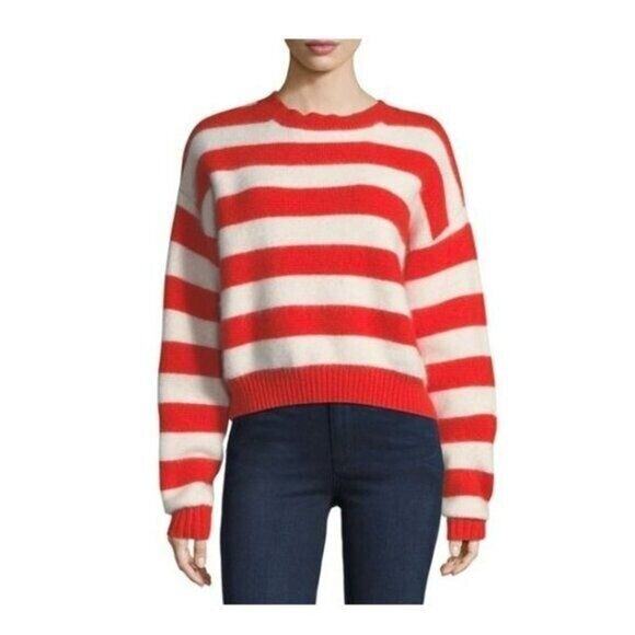 Diane von Furstenberg Striped Crewneck Long-Sleeve Baseball Pullover Medium - Picture 1 of 4